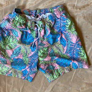 NWOT BOARDIES XL Palmtopia Swim Shorts Mesh Liner 6.5" inseam Pink Palm Print